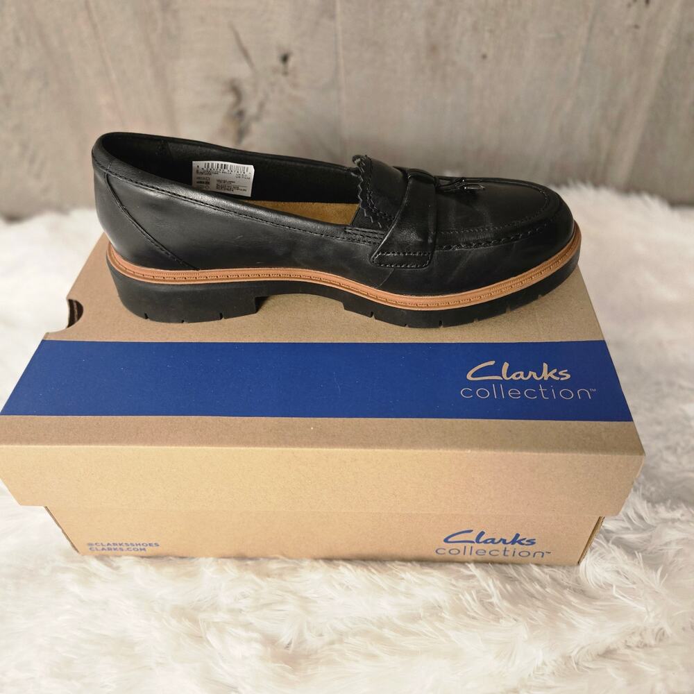 Women's Clarks Leather Westlynn Bella Loafers Black W7.5 - Picture 3 of 13